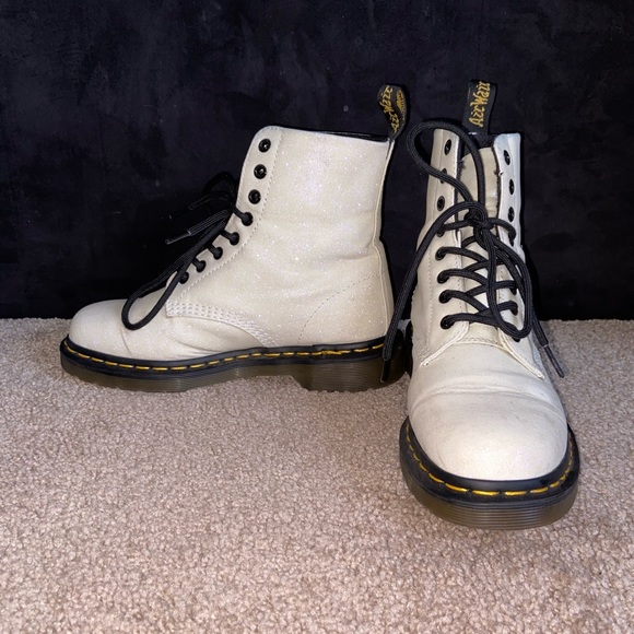 dr martens pascal white glitter